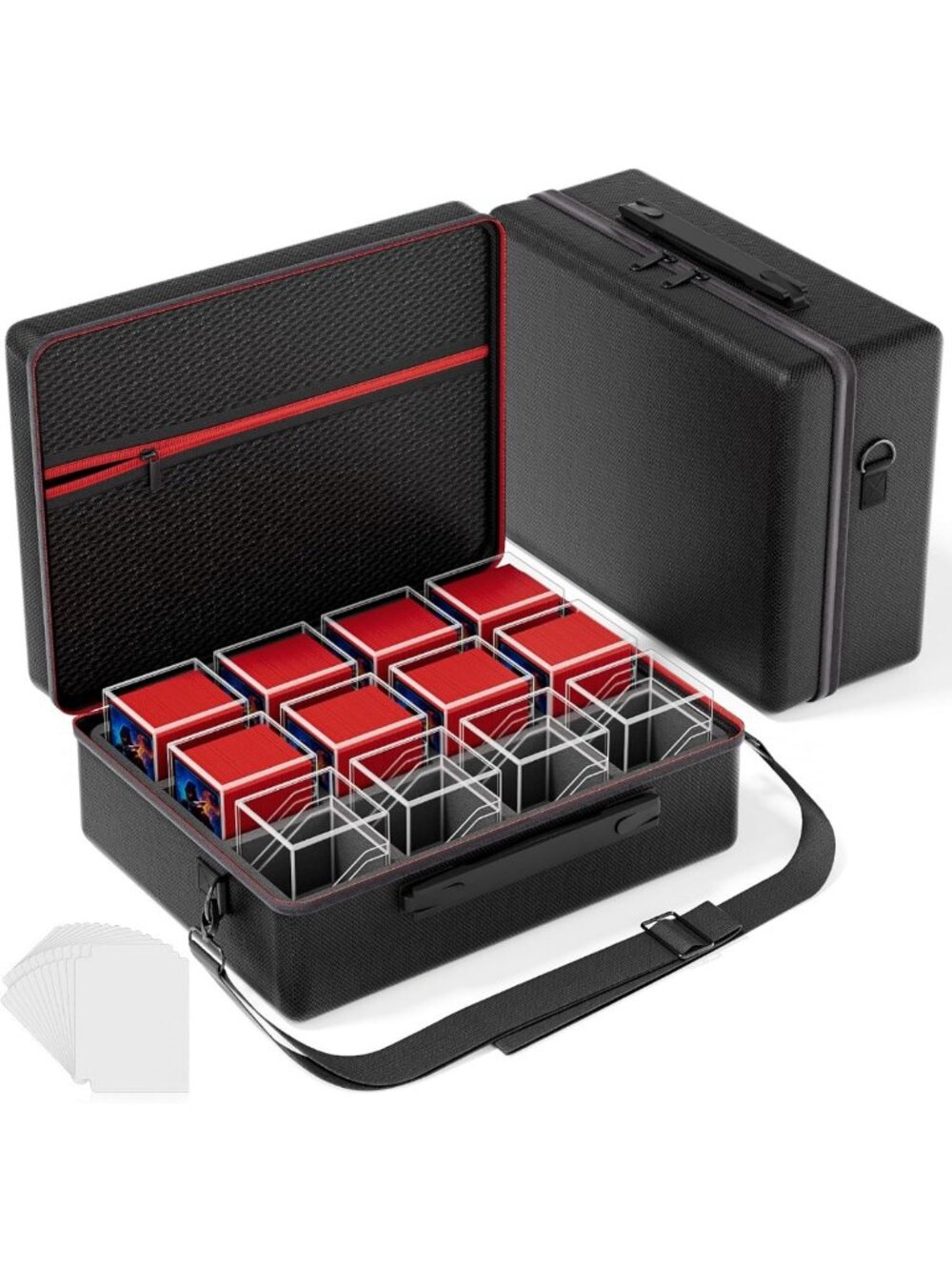 Portable Card Deck Box Set - 12 Clear Cases with Dividers for 1200+ Cards
